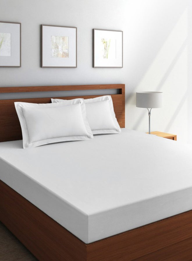 SPACES 300 Tc Cotton Double Plain Bedsheet(Pack Of 1, White) Cotton White King Cotton 