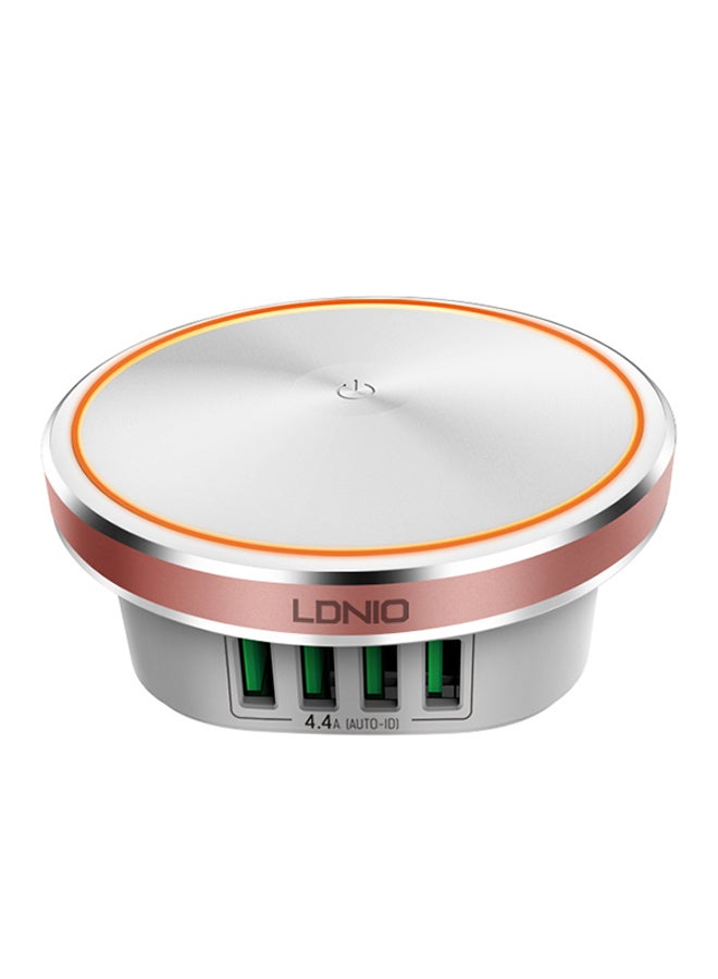 LDNIO 4 Slot USB Connector Transfer Charger White/Rose Gold