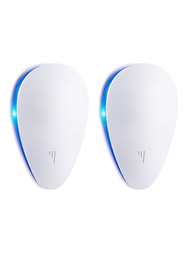 شاربدو طقم جهاز طارد الحشرات الإلكتروني متعدد الوظائف يعمل بالموجات فوق الصوتية مكون من قطعتين أبيض/أزرق 3.5 x 2بوصة - Image 1