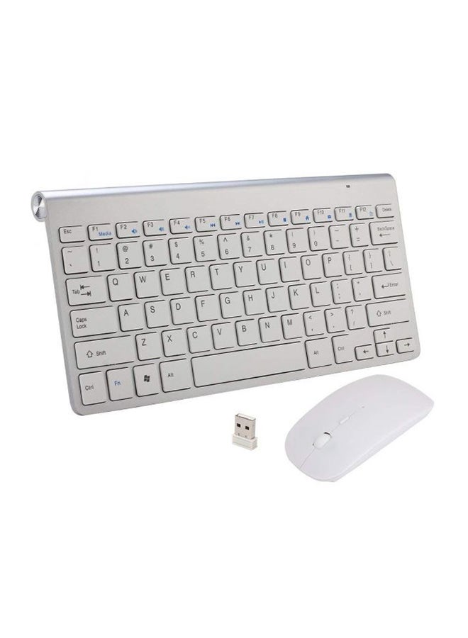 Generic Wireless Keyboard and Mouse For Smart TV, Windows, IOS, NVR Silver 