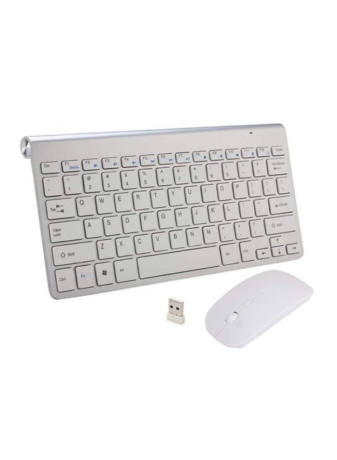 Wireless Keyboard and Mouse For Smart TV, Windows, IOS, NVR Silver
