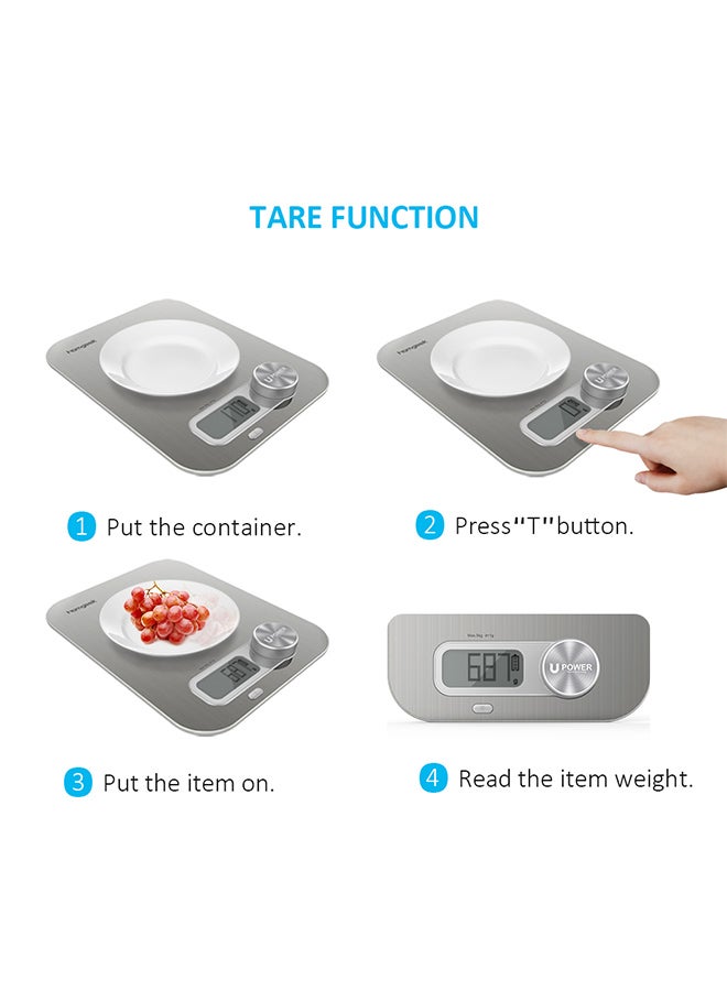 homgeek Digital Kitchen Measuring Scale Silver/Grey  - Image 4