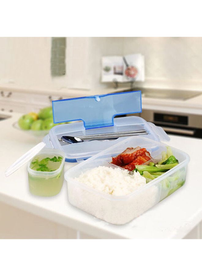 Portable Microwave Lunch Box With Spoon And Chopsticks Blue - Image 3