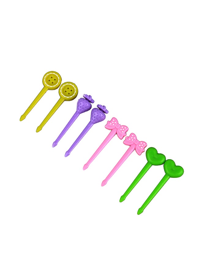 8-Piece Cute Candy Color Mini Fruit Fork Multicolour - Image 1