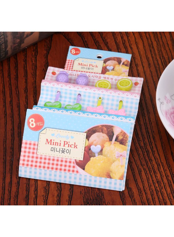 8-Piece Cute Candy Color Mini Fruit Fork Multicolour - Image 3