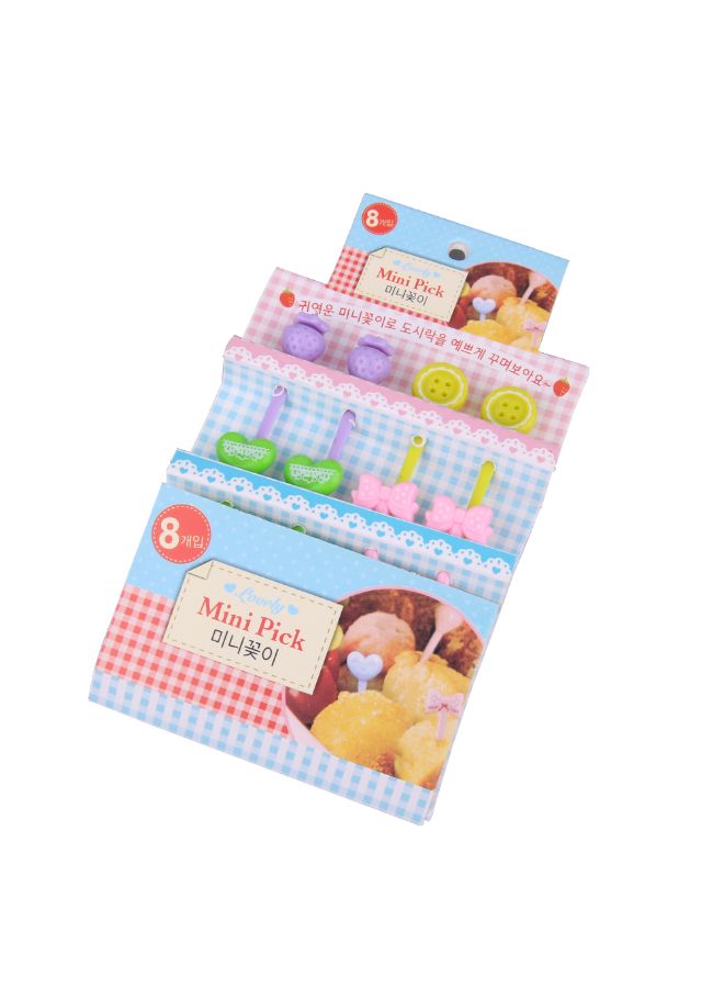 8-Piece Cute Candy Color Mini Fruit Fork Multicolour - Image 4