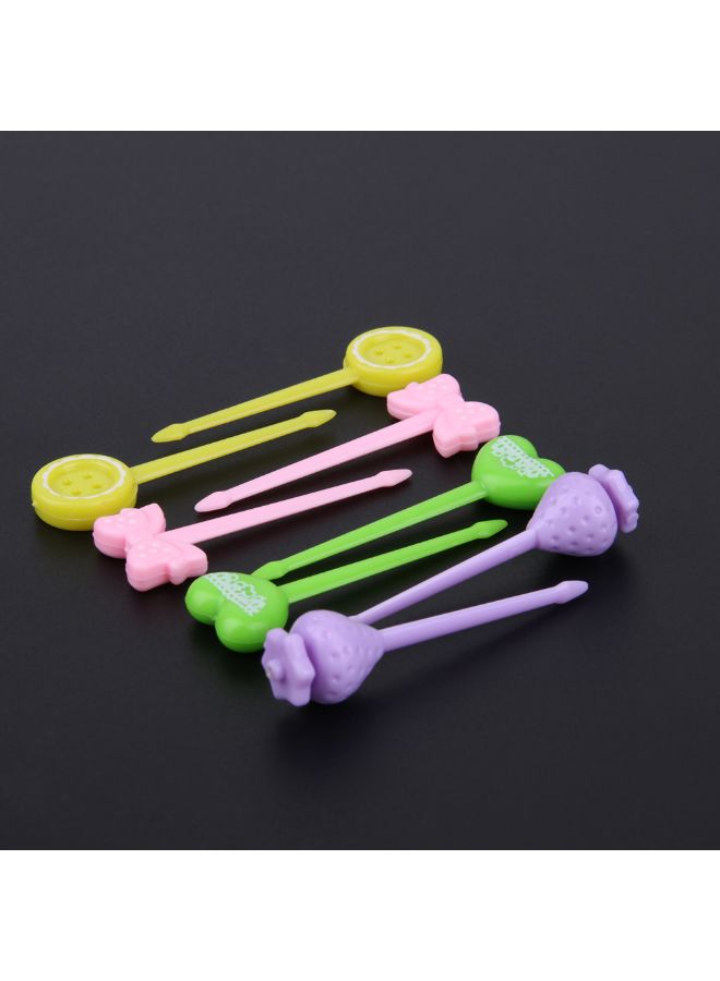 8-Piece Cute Candy Color Mini Fruit Fork Multicolour - Image 5