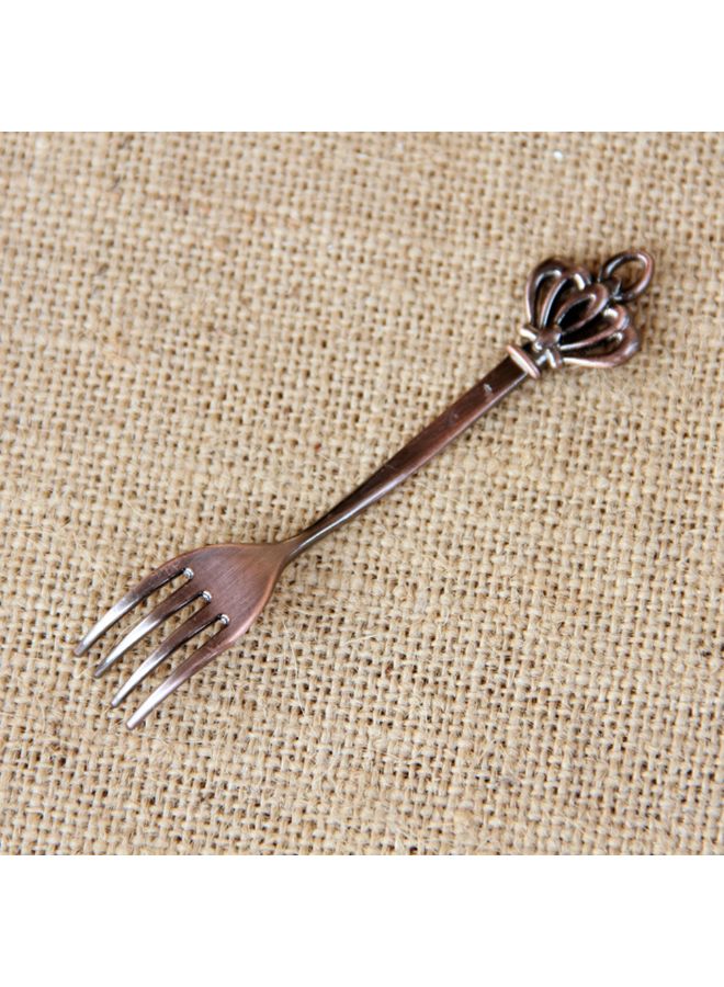 3-Piece Vintage Royal Style Zinc Alloy Crown Head Fruit Fork Set Brown  - Image 2