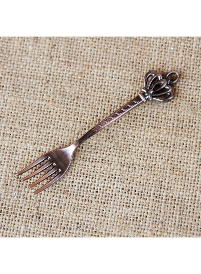 3-Piece Vintage Royal Style Zinc Alloy Crown Head Fruit Fork Set Brown  - Image 3