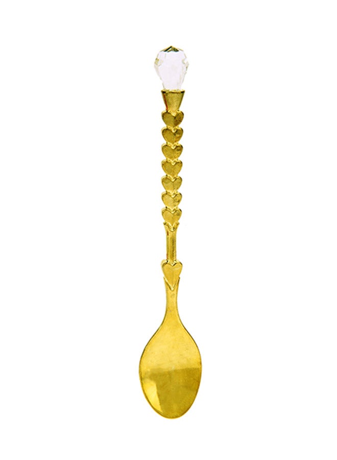 Mini Coffee Spoon With Diamond Heart Shaped Handle Yellow - Image 1