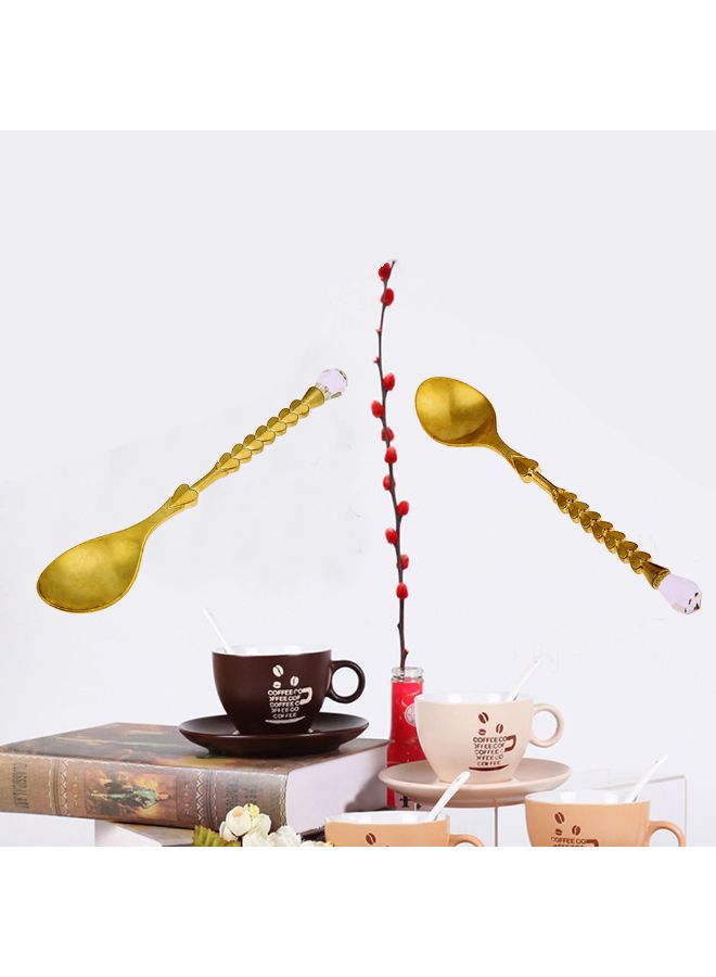 Mini Coffee Spoon With Diamond Heart Shaped Handle Yellow - Image 2