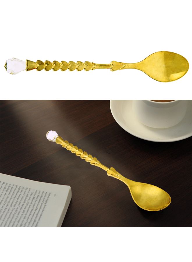 Mini Coffee Spoon With Diamond Heart Shaped Handle Yellow - Image 3