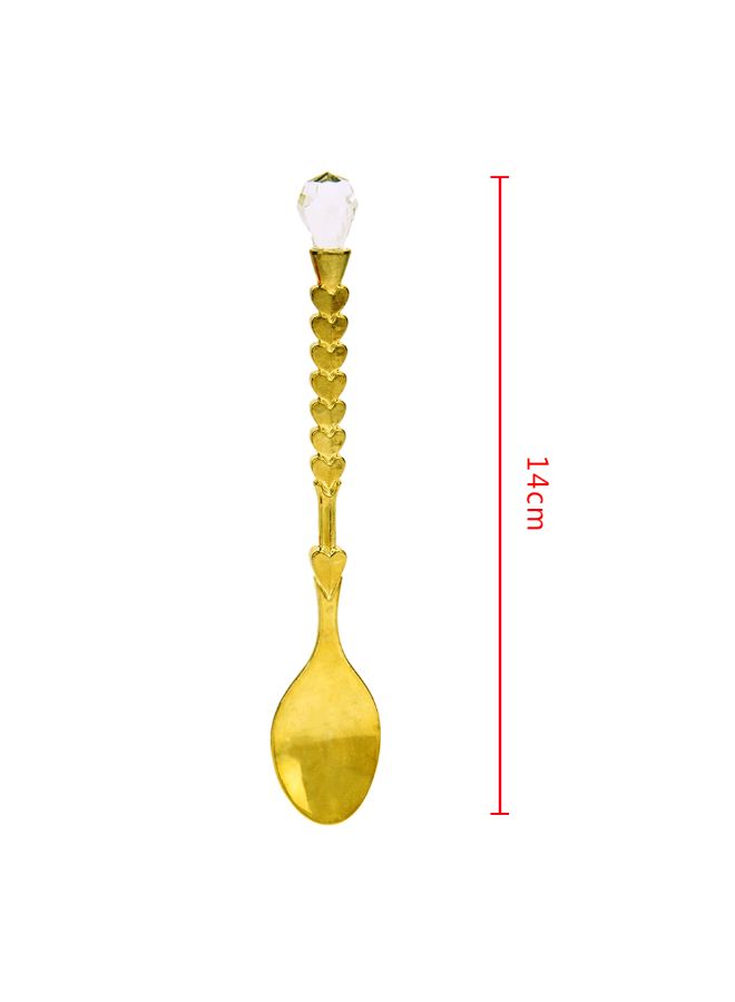 Mini Coffee Spoon With Diamond Heart Shaped Handle Yellow - Image 5
