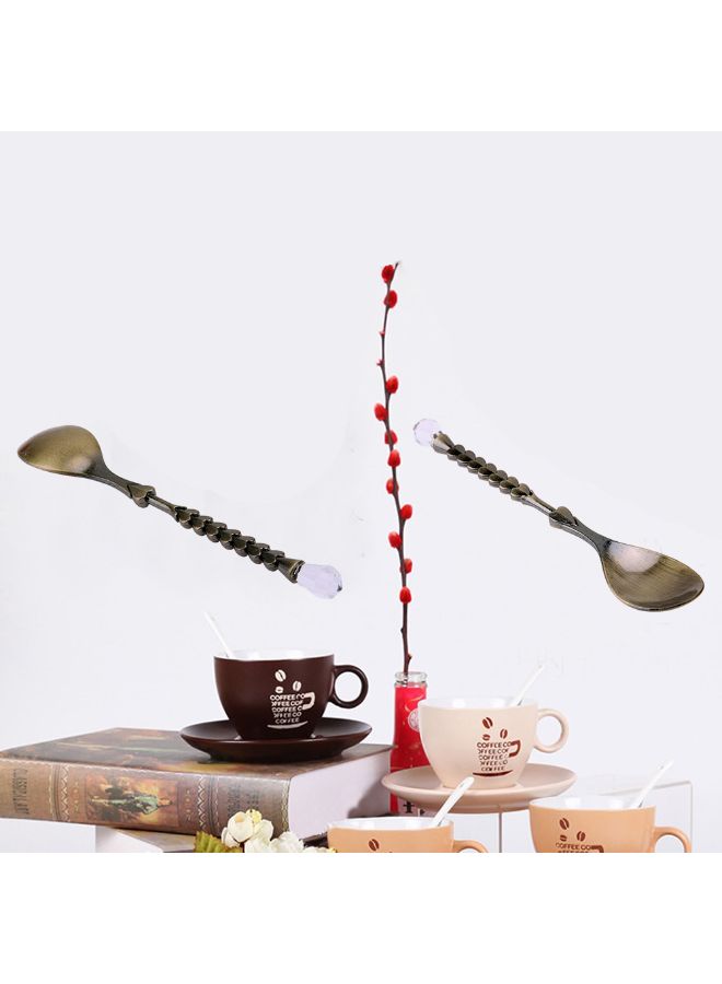 Generic - Mini Coffee Spoon With Diamond Heart Shaped Handle Brown - Image 1