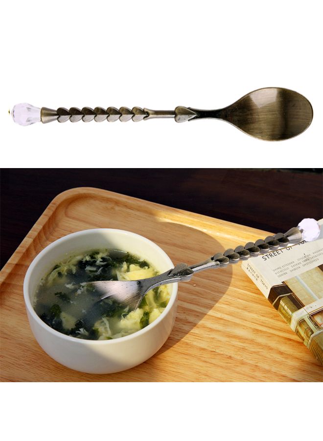 Generic - Mini Coffee Spoon With Diamond Heart Shaped Handle Brown - Image 1