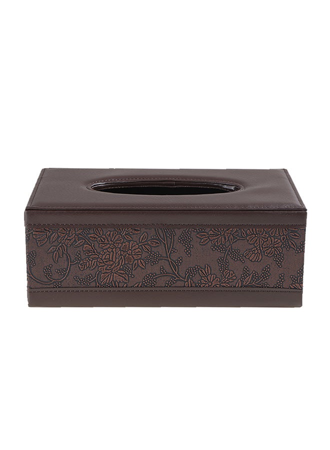 PU Leather Rectangle Napkin Paper Holder Brown - Image 1