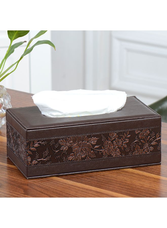 PU Leather Rectangle Napkin Paper Holder Brown - Image 2