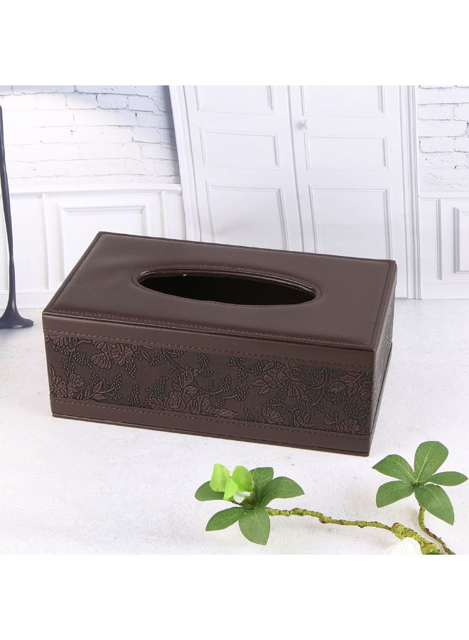 PU Leather Rectangle Napkin Paper Holder Brown - Image 3