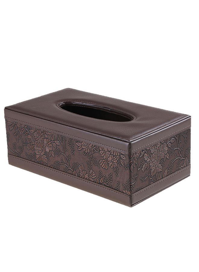 PU Leather Rectangle Napkin Paper Holder Brown - Image 5