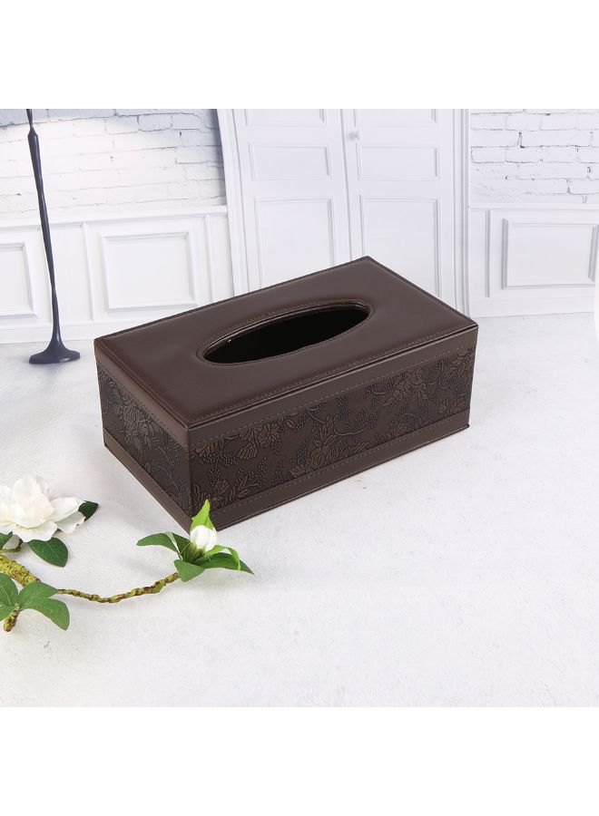 PU Leather Rectangle Napkin Paper Holder Brown - Image 4