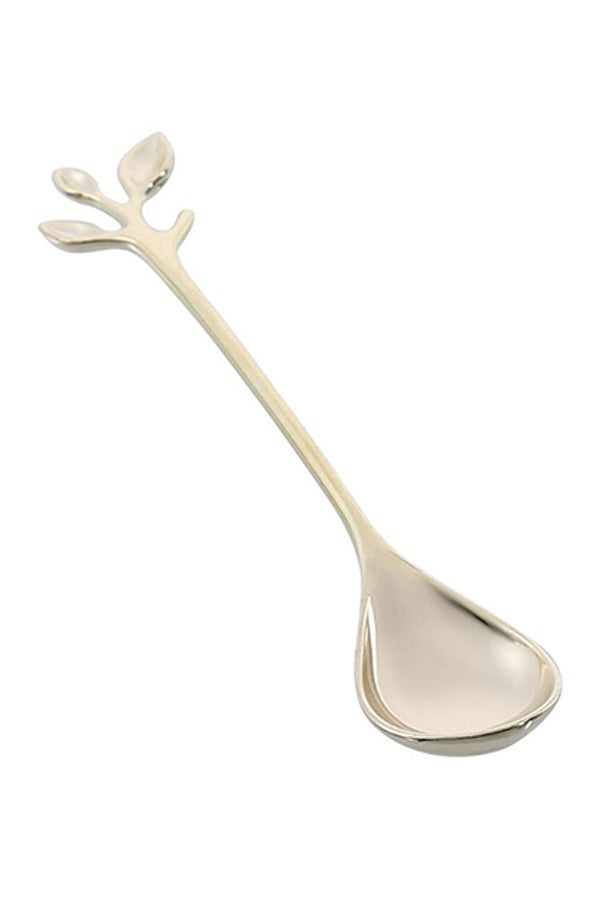 Leaf Shape Coffee Spoon And Fork Set Gold 11.5x11.5x5cm - Image 1