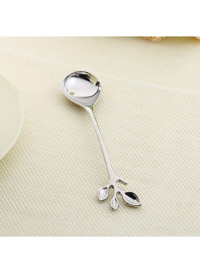 Leaf Shape Coffee Spoon And Fork Set Silver 20x10x5cm - Image 3