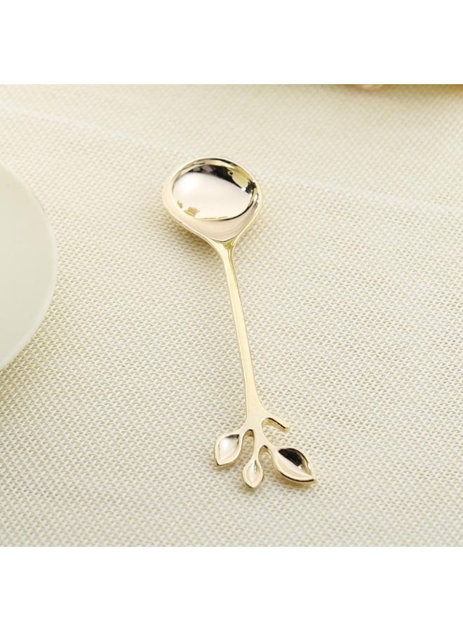 Leaf Shape Coffee Spoon And Fork Set Gold 11.5x11.5x5cm - Image 3