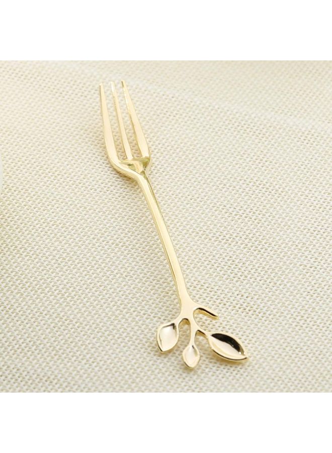 Leaf Shape Coffee Spoon And Fork Set Gold 10x10x1cm - Image 3