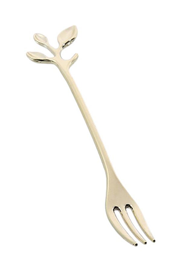 Leaf Shape Coffee Spoon And Fork Set Gold 10x10x1cm - Image 1