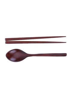 Wooden Chopsticks And Spoon Set Brown
