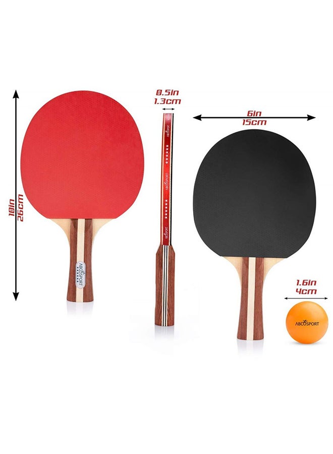 5-Piece Table Tennis Solid Wood Rackets Set With Balls - Image 3