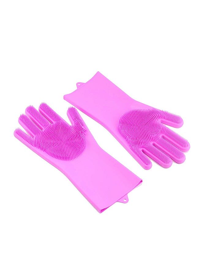 Magic Silicone Gloves With Wash Scrubber Pink 170grams - Image 1