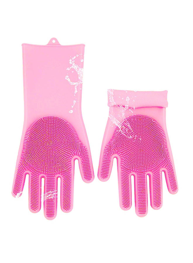 Magic Silicone Gloves With Wash Scrubber Pink 170grams - Image 2