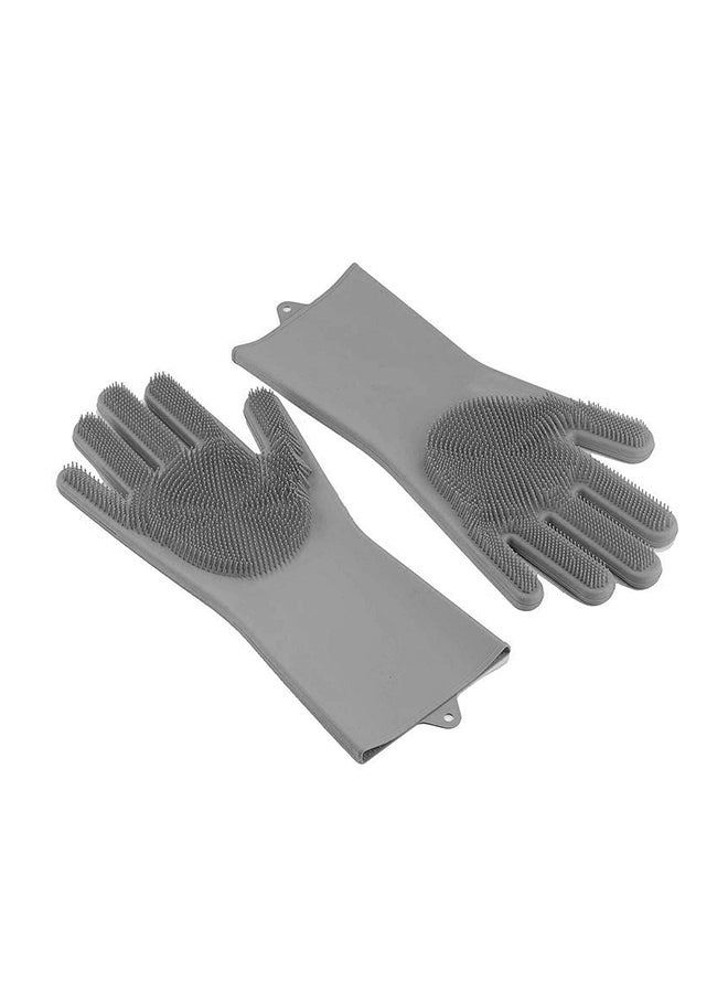 Magic Silicone Gloves With Wash Scrubber Grey 240grams - Image 1