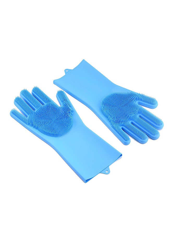 Magic Silicone Gloves With Wash Scrubber Light Blue 240grams  - Image 1