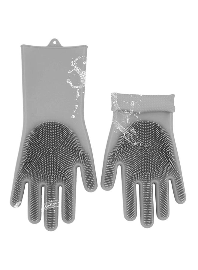 Magic Silicone Gloves With Wash Scrubber Grey 240grams - Image 2