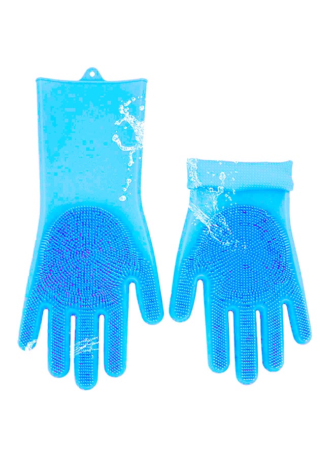 Magic Silicone Gloves With Wash Scrubber Light Blue 240grams  - Image 2