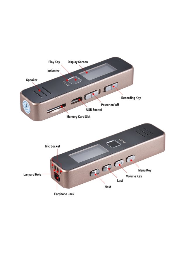 Generic - Digital Voice Recorder Audio Dictaphone MP3 Player USB Flash Disk for Meeting EABC21 Gold - Image 1