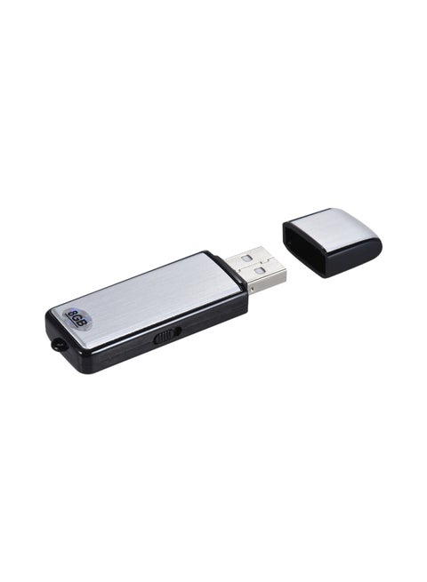 جهاز مسجل صوتي رقمي USB مع ذاكرة فلاش درايف 8 جيجابايت تستطيع التسجيل 18 ساعة قابلة للشحن EABC22 أسود
