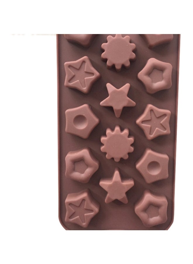 14 Grid Different Star Shape Silicone Chocolate Biscuits Mold Brown - Image 3