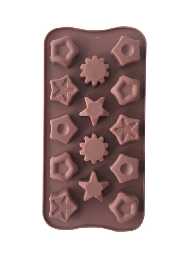 14 Grid Different Star Shape Silicone Chocolate Biscuits Mold Brown - Image 1