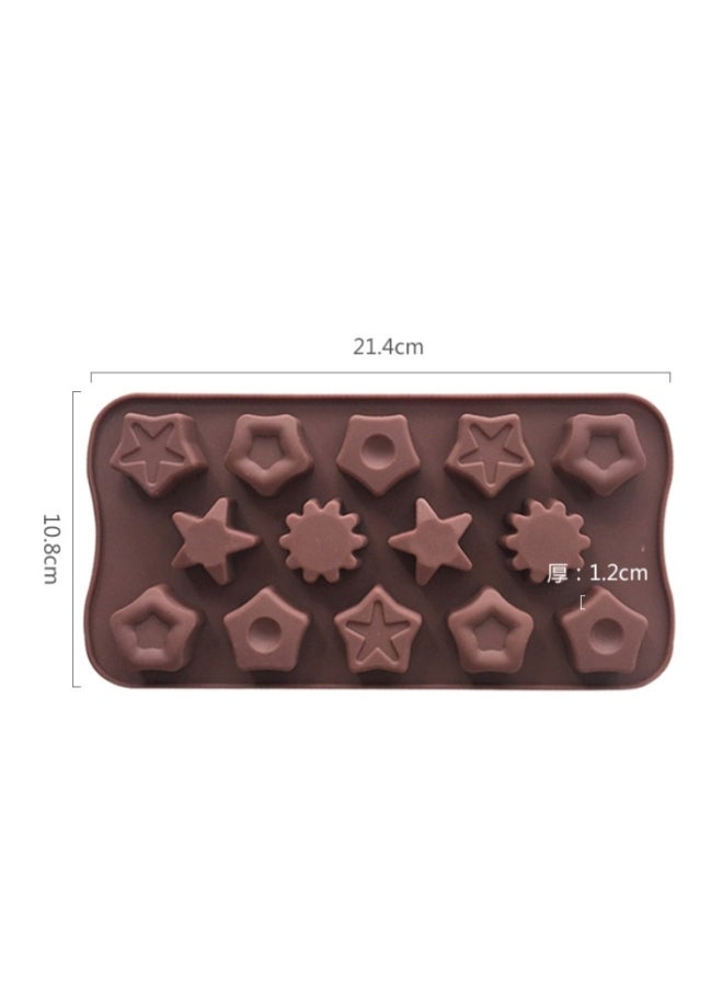 14 Grid Different Star Shape Silicone Chocolate Biscuits Mold Brown - Image 4