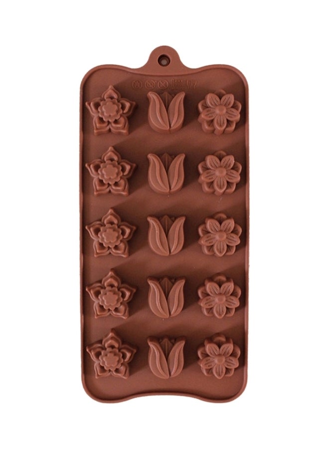 15-Tulip Flower Chocolate Cake Candy Baking Mould Ice Block Tool Brown  - Image 1
