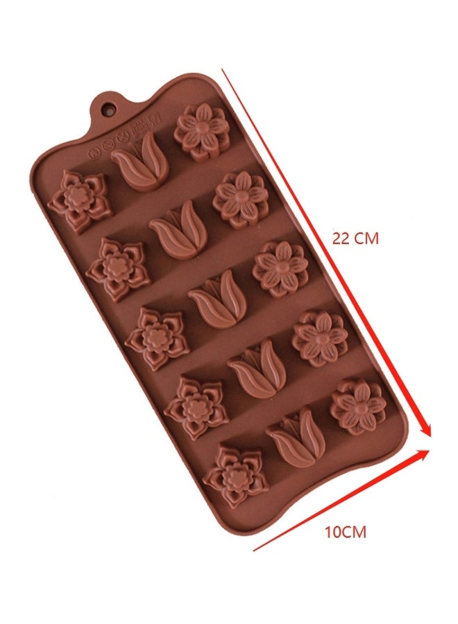 15-Tulip Flower Chocolate Cake Candy Baking Mould Ice Block Tool Brown  - Image 2