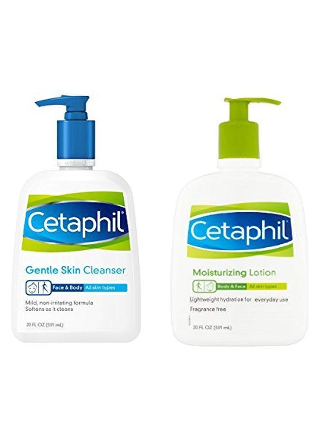 Cetaphil Gentle Skin Cleanser Pump & Moisturizing Lotion Pump, 20 oz each 