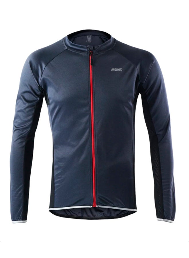 ARSUXEO Long Sleeves Cycling Jersey Dark Grey  - Image 1