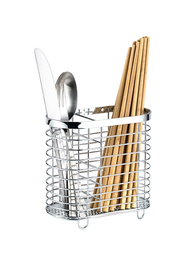 Spoon Basket Storage Organizer Stand Silver - Image 2