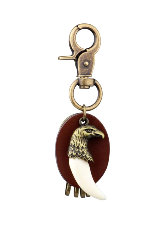 Creative Alloy Ancient Copper Eagle Brown Leather Key Chain