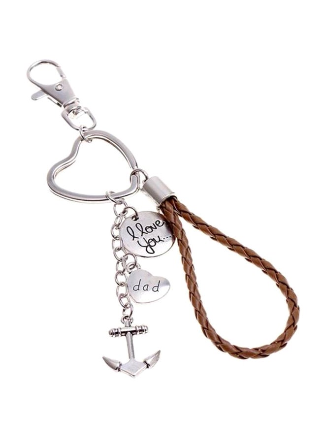 Generic Dad I Love You Boat Anchor Leather Bracelets Heart Shaped Key Chain  - Image 1