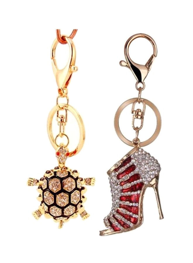 2Pcs Fashion Rhinestone Crystal Key Chain - Image 1